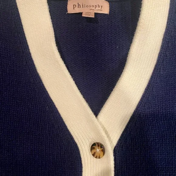 Philosophy Navy.White Cardigan - Picture 4 of 6